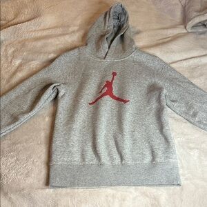 Jordan Gray Hoodie with Red Logo